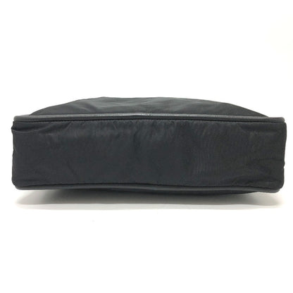 CELINE Shoulder Bag Nylon / leather black Circle logo vintage Women