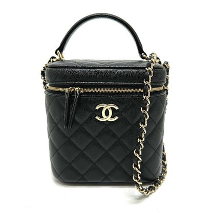 CHANEL Vanity bag AS2362 Caviar skin black COCO Mark CC Matrasse quilting