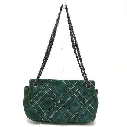 CHANEL Shoulder Bag suede green CC COCO Mark Matrasse 25 Women
