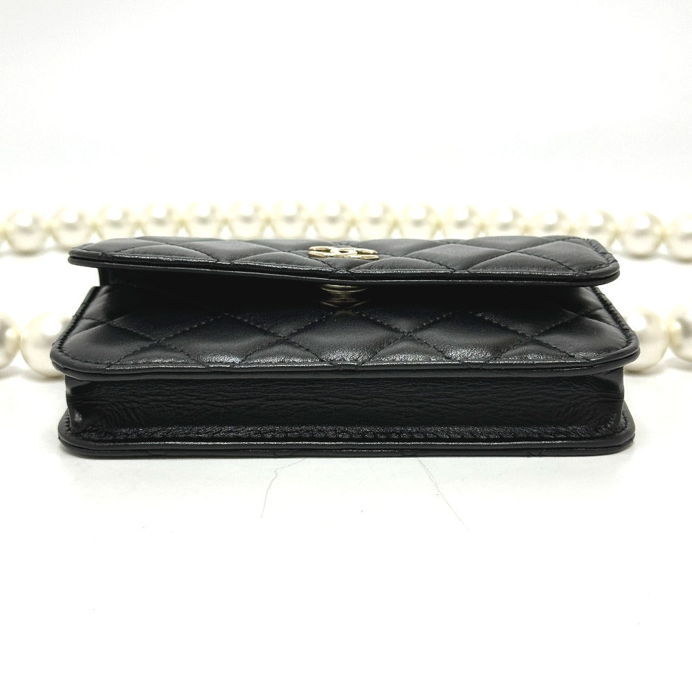 CHANEL Shoulder Bag lambskin black CC COCO Mark Pearl Shoulder Women