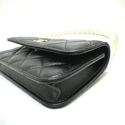 CHANEL Shoulder Bag lambskin black CC COCO Mark Pearl Shoulder Women
