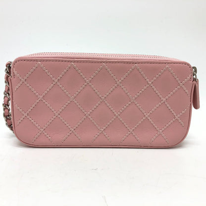 CHANEL Shoulder Bag A82527 lambskin pink CC COCO Mark Matelasse Wild Stitch Women