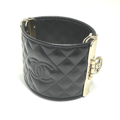 CHANEL Bangle leather black CC COCO Mark Matrasse Women M