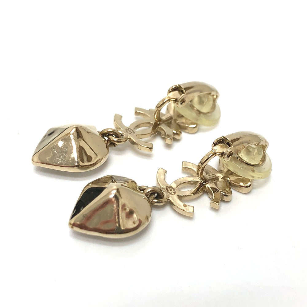 CHANEL Earring Gold Plated gold CC COCO Mark Clover heart