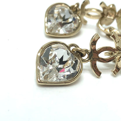 CHANEL Earring Gold Plated gold CC COCO Mark Clover heart