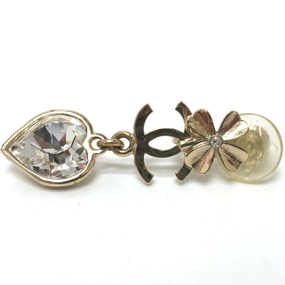 CHANEL Earring Gold Plated gold CC COCO Mark Clover heart