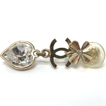 CHANEL Earring Gold Plated gold CC COCO Mark Clover heart