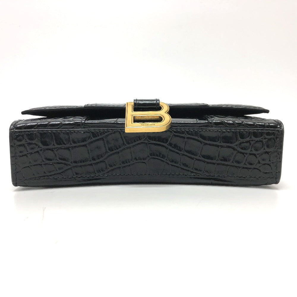 BALENCIAGA Shoulder Bag 656050 leather black B logo Hour glass Women