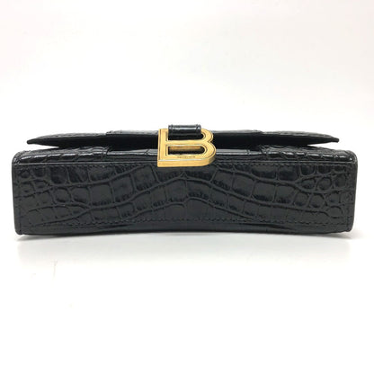 BALENCIAGA Shoulder Bag 656050 leather black B logo Hour glass Women