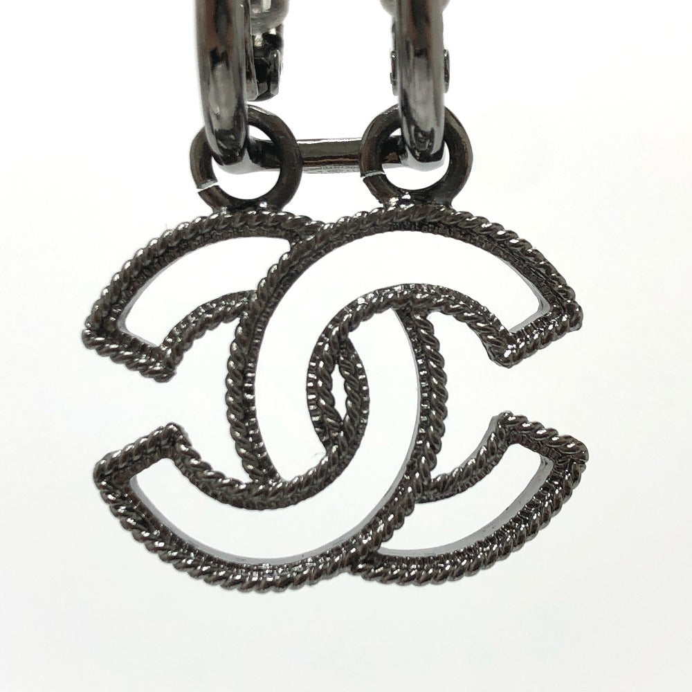 CHANEL Earring metal black CC COCO Mark
