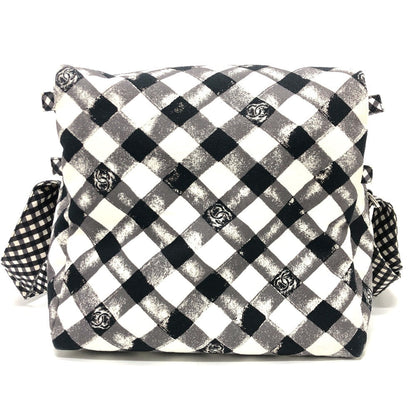 CHANEL Shoulder Bag canvas white Check COCO Mark Cooler bag Women