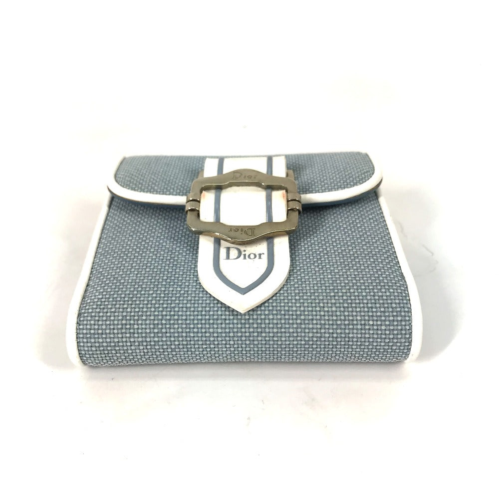 Dior Folded wallet Canvas / leather blue Bicolor logo W Hook Wallet  Women