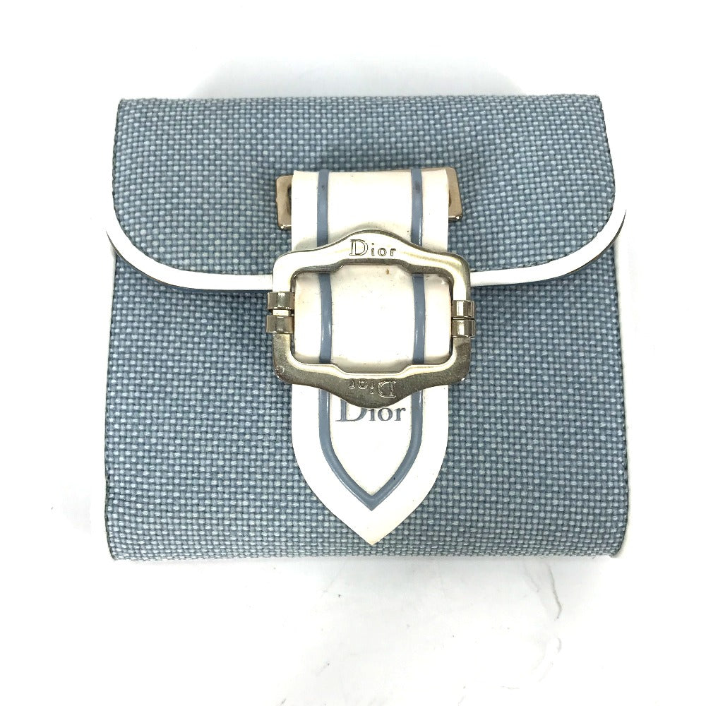 Dior Folded wallet Canvas / leather blue Bicolor logo W Hook Wallet  Women