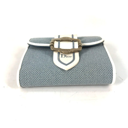 Dior Folded wallet Canvas / leather blue Bicolor logo W Hook Wallet  Women