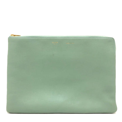 CELINE Clutch bag leather Green type business bag Women