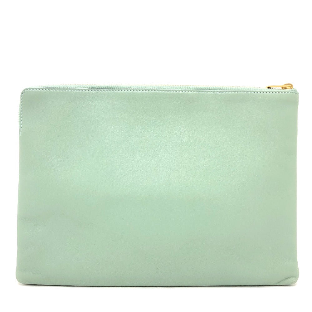 CELINE Clutch bag leather Green type business bag Women