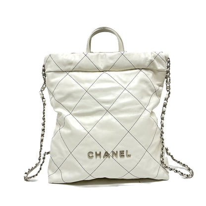 CHANEL Backpack AS3313 lambskin white Handbag 2WAY bag CHANEL22 Small