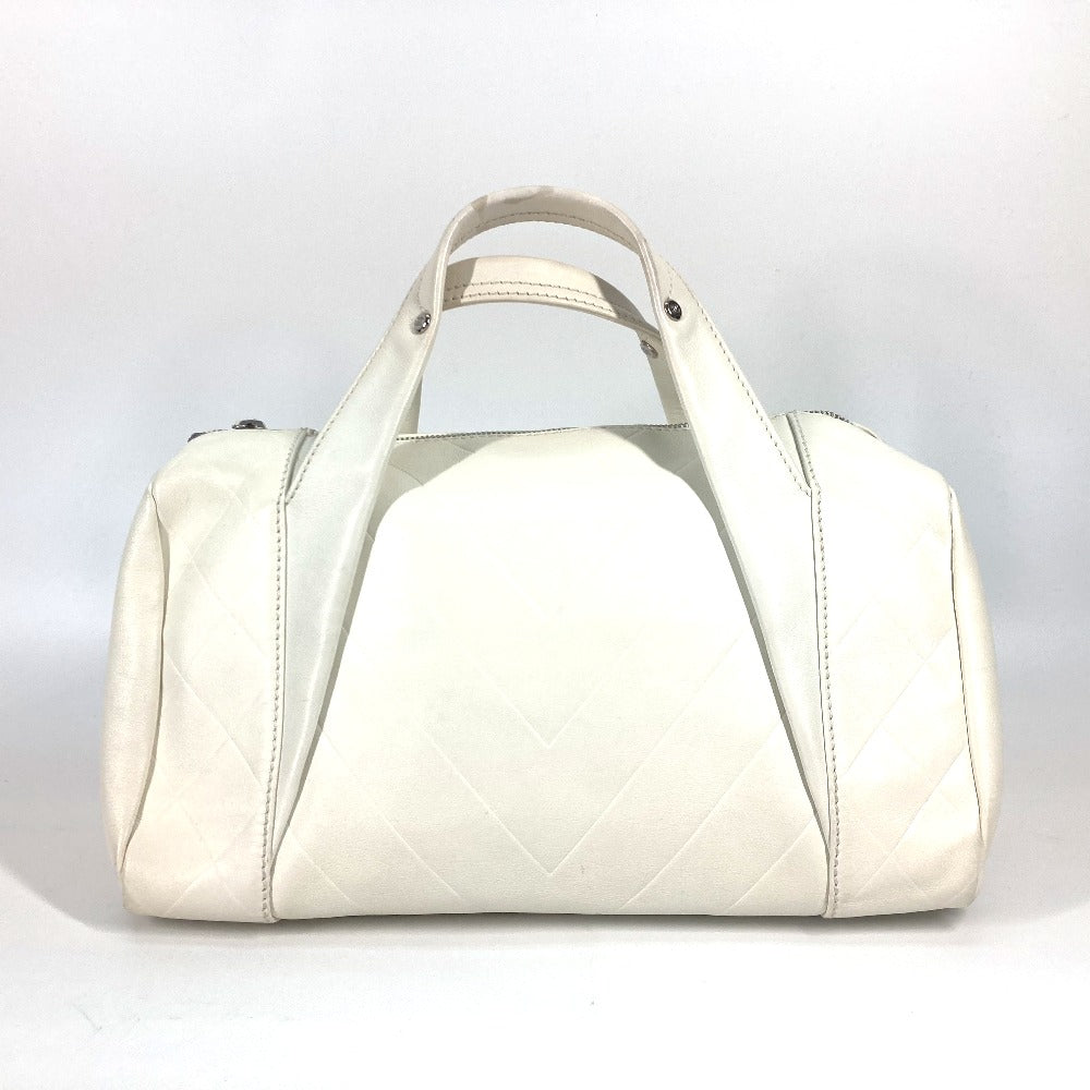 CHANEL Boston Duffel bag A30899 Calf leather white CC COCO Mark Chevron Vstitch Women