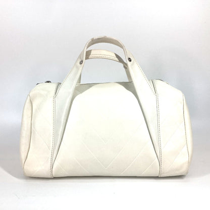 CHANEL Boston Duffel bag A30899 Calf leather white CC COCO Mark Chevron Vstitch Women