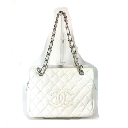 CHANEL Tote Bag Caviar skin white CC COCO Mark Timeless Matelasse Quilting Women