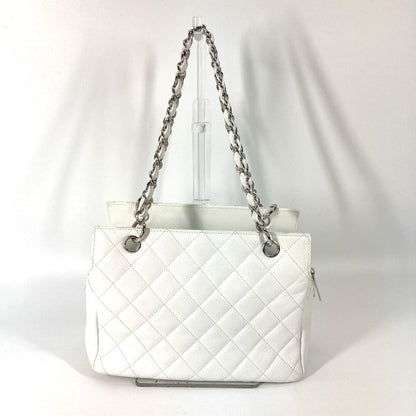 CHANEL Tote Bag Caviar skin white CC COCO Mark Timeless Matelasse Quilting Women