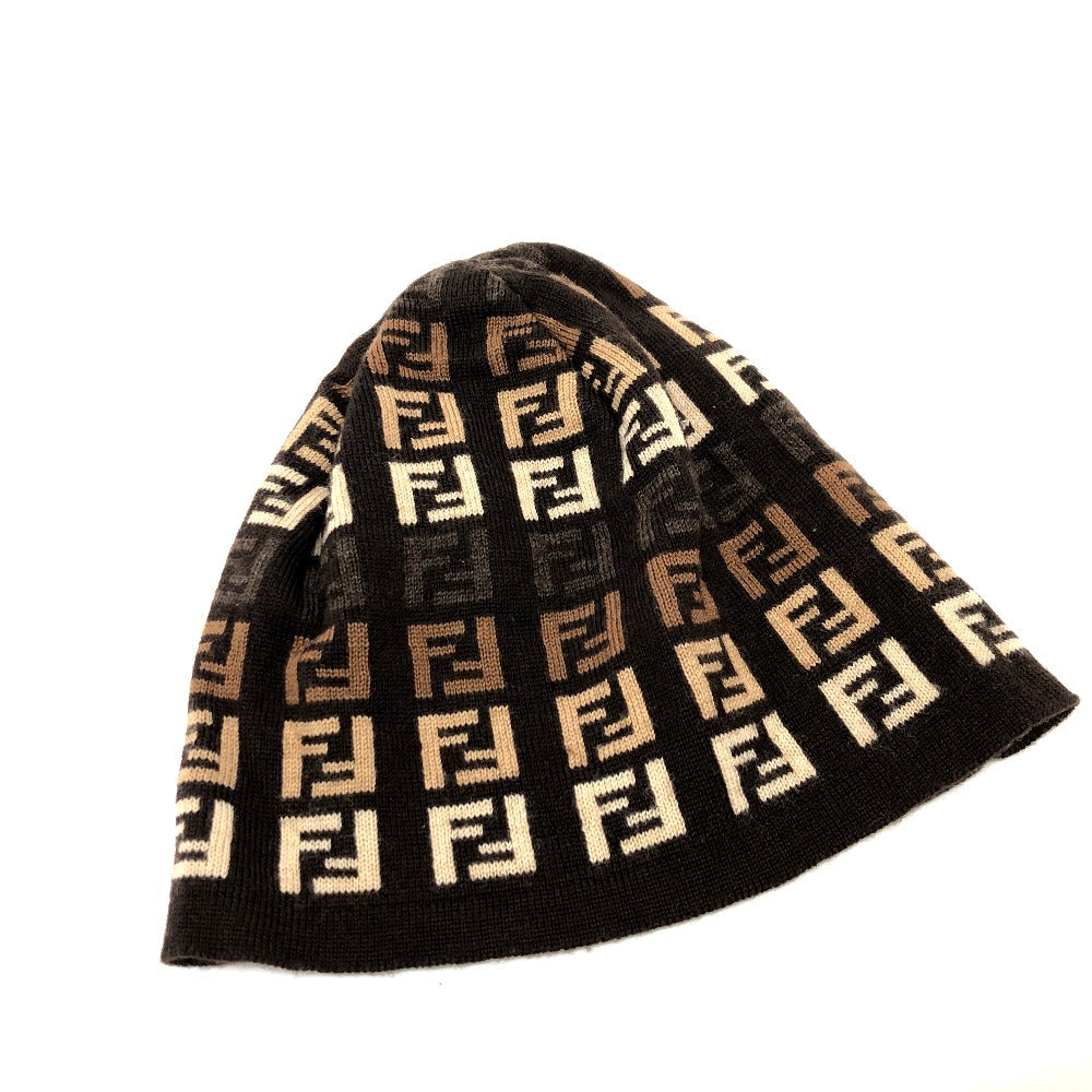 FENDI Knit hat wool Brown Zucchino Zucca Women