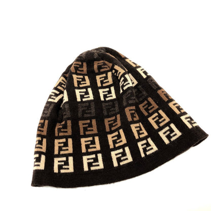 FENDI Knit hat wool Brown Zucchino Zucca Women