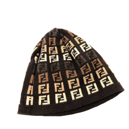 FENDI Knit hat wool Brown Zucchino Zucca Women