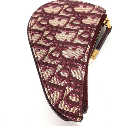 Dior Coin case Canvas / leather wine-red Oblique saddle Women