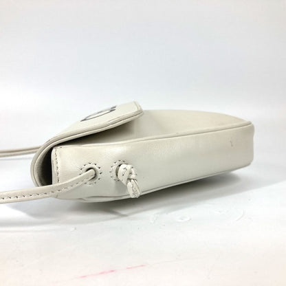 CELINE Shoulder Bag leather white Triangle logo triangle Women