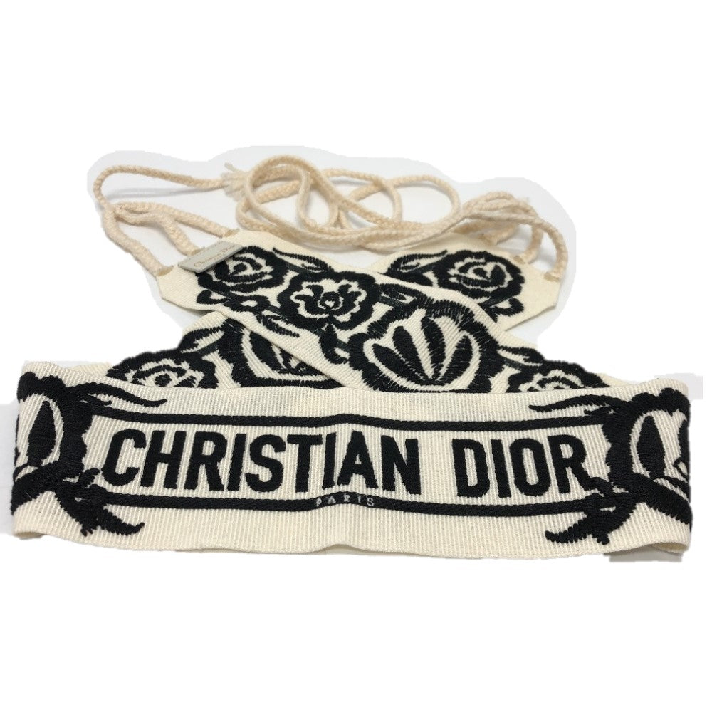 Dior belt canvas white mexican flower belt embroidery Women