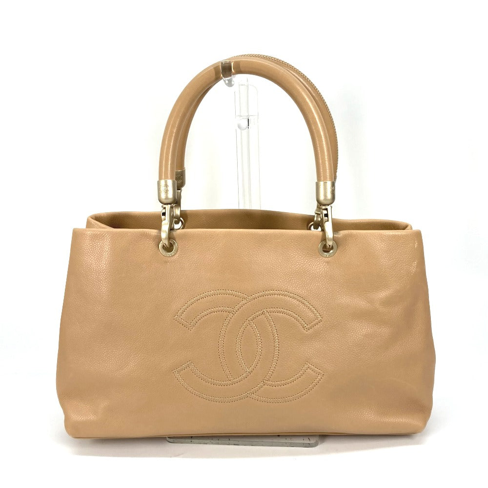 CHANEL Handbag Caviar skin beige Shoulder Bag bag shawl CC COCO Mark Women
