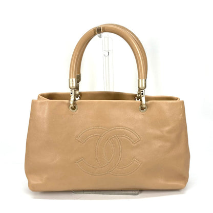 CHANEL Handbag Caviar skin beige Shoulder Bag bag shawl CC COCO Mark Women