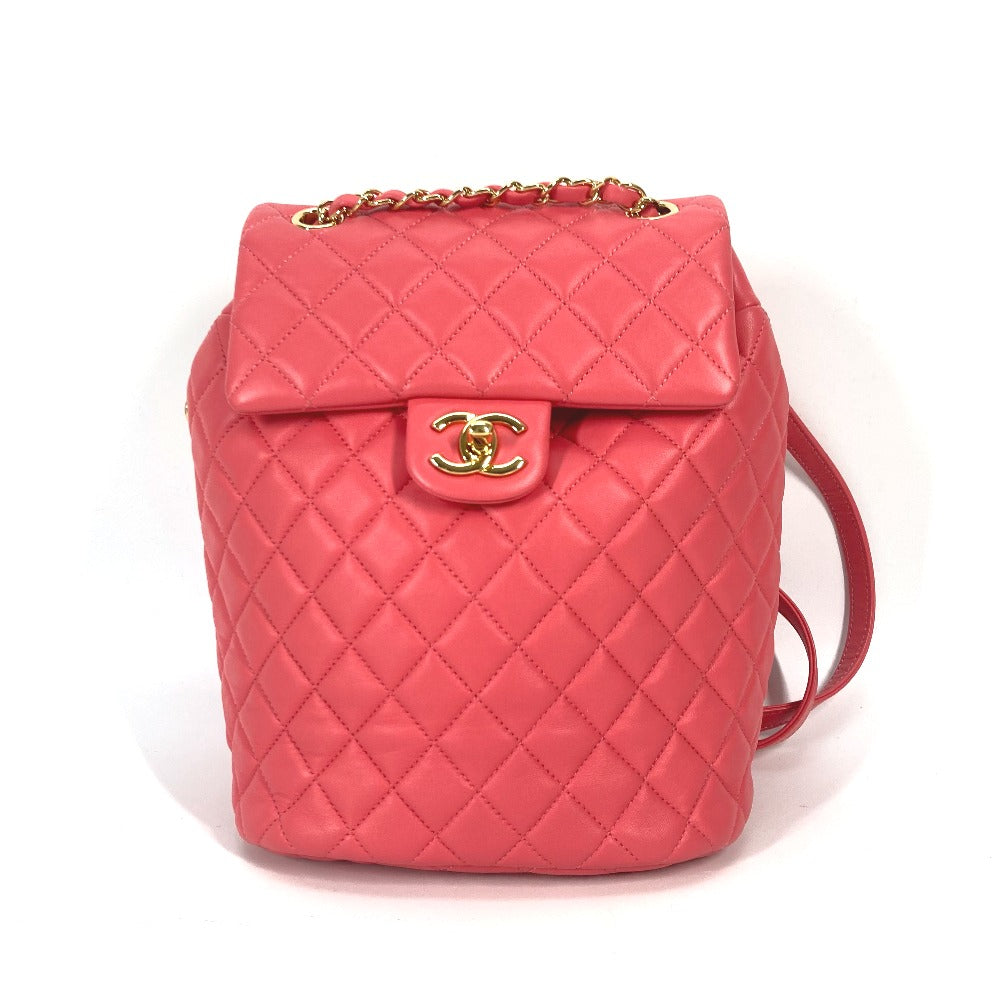 CHANEL Backpack lambskin pink Bag CC COCO Mark Matelasse Quilting