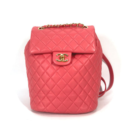 CHANEL Backpack lambskin pink Bag CC COCO Mark Matelasse Quilting
