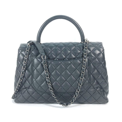 CHANEL Handbag A92991 Caviar skin black top handle chain CC COCO Mark Quilting Matelasse