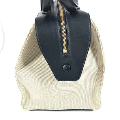 CELINE Shoulder Bag Leather / canvas Ivorytype bag shawl Small Ring Women