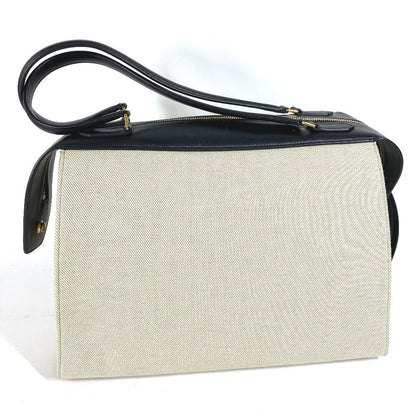 CELINE Shoulder Bag Leather / canvas Ivorytype bag shawl Small Ring Women