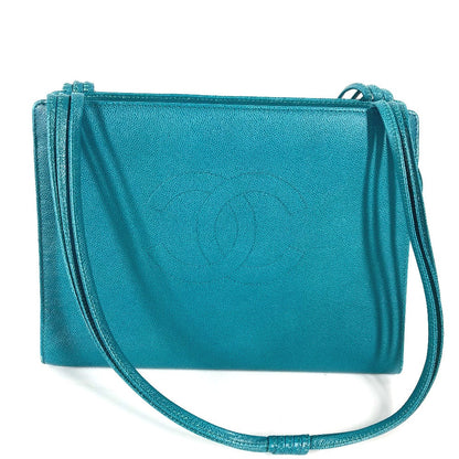 CHANEL Shoulder Bag Caviar skin Green type Bag Tote Bag CC COCO Mark Women