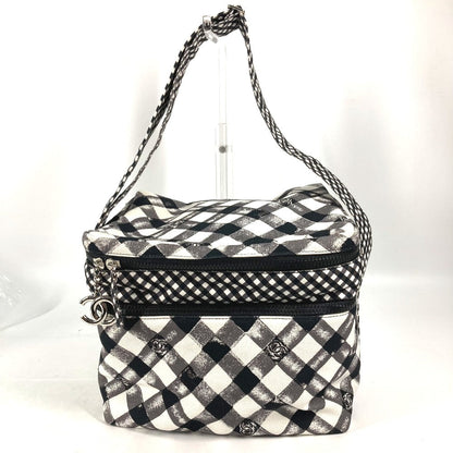 CHANEL Shoulder Bag canvas white Check CC COCO Mark Women