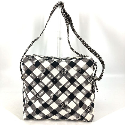 CHANEL Shoulder Bag canvas white Check CC COCO Mark Women