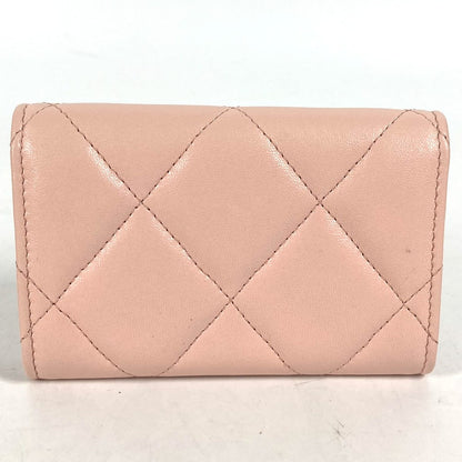CHANEL Coin case lambskin pink 19th Line Chain CC Card Case Matelasse Women