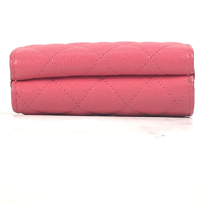 CHANEL Trifold wallet Caviar skin pink quilting CC COCO Mark Matelasse Women