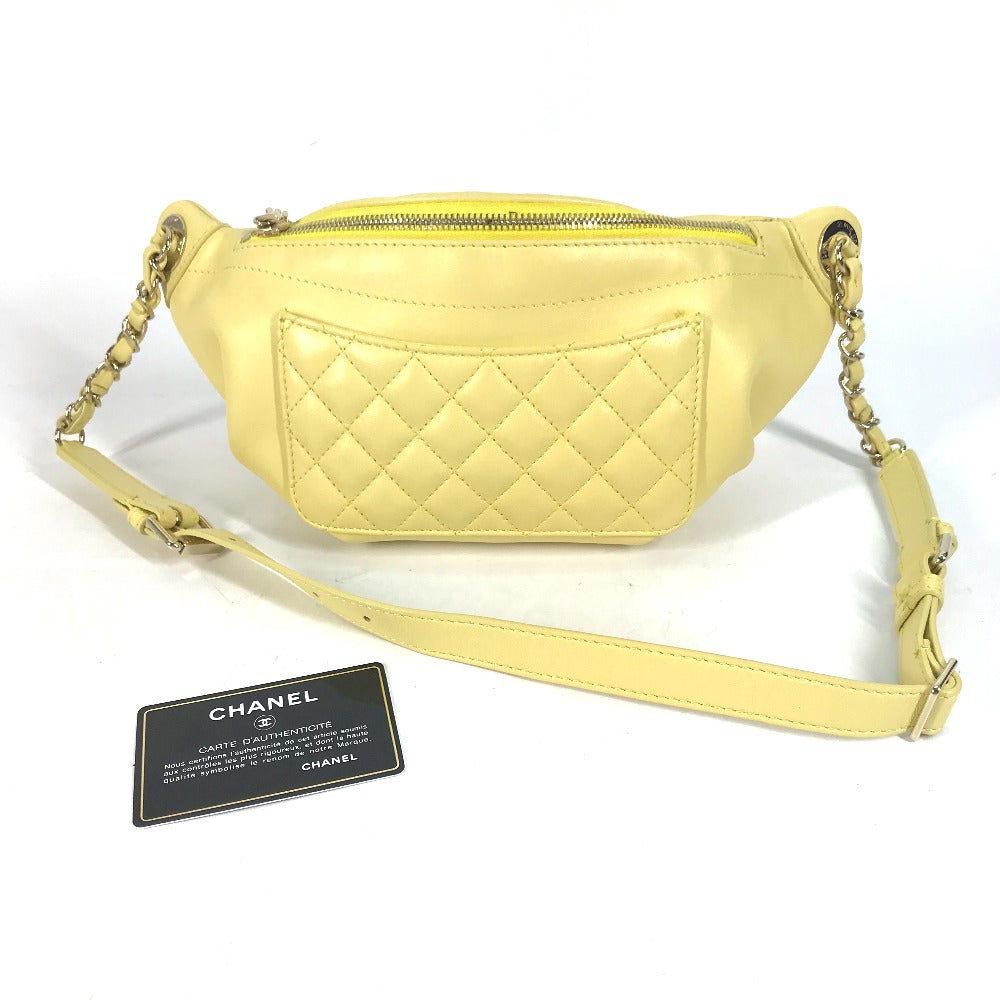 CHANEL Sling bag A57832 lambskin yellow Chain Belt Bag Waist Pouch CC COCO Mark