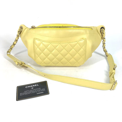 CHANEL Sling bag A57832 lambskin yellow Chain Belt Bag Waist Pouch CC COCO Mark