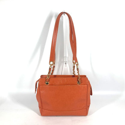 CHANEL Tote Bag Caviar skin Orange Chain bag Triple Coco CC COCO Mark Women