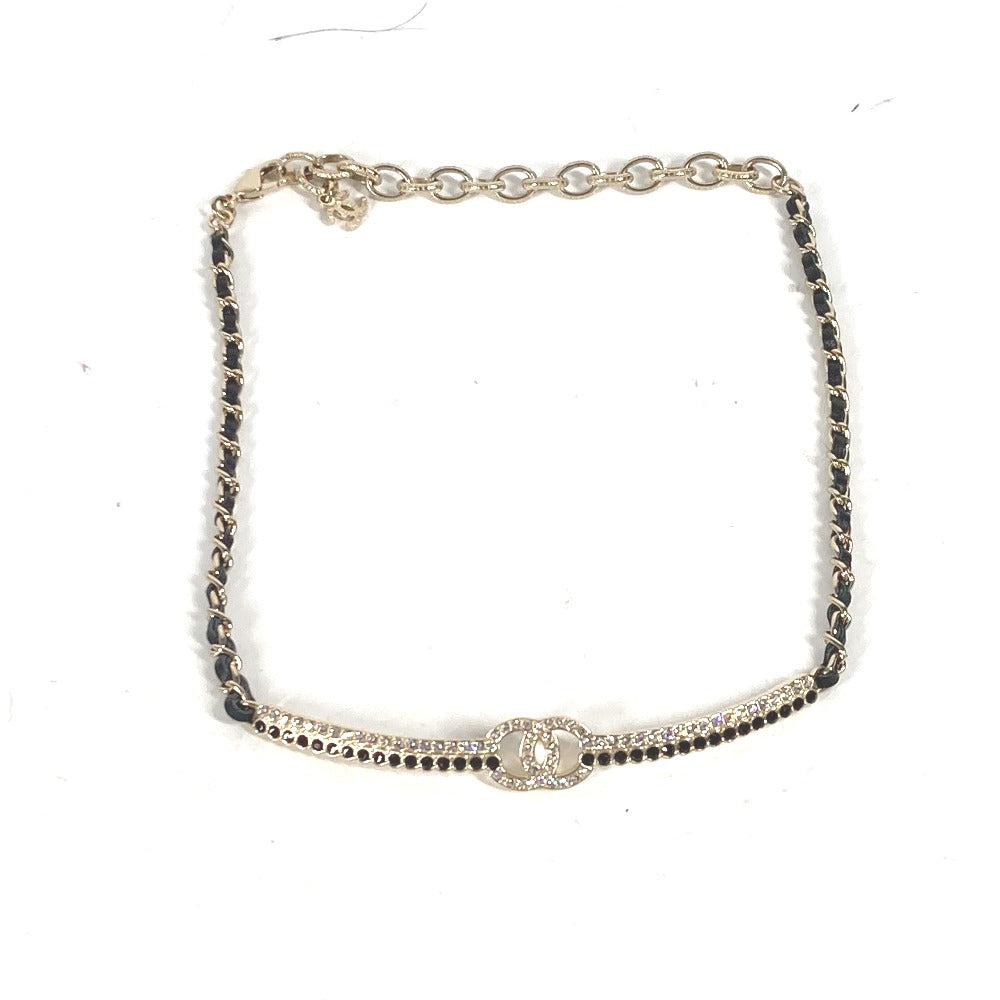 CHANEL Necklace AB9152 metal black A22 CC COCO Mark Rhinestone Choker