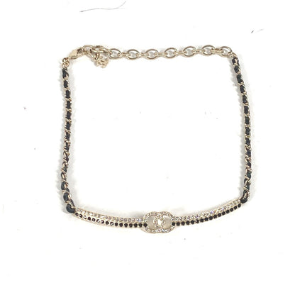 CHANEL Necklace AB9152 metal black A22 CC COCO Mark Rhinestone Choker