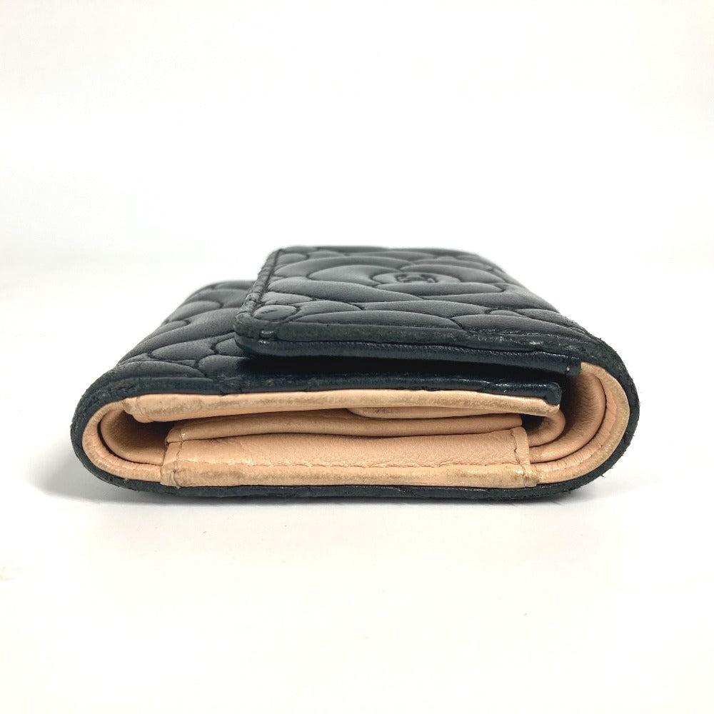 CHANEL Trifold wallet leather black By color Camelia Women