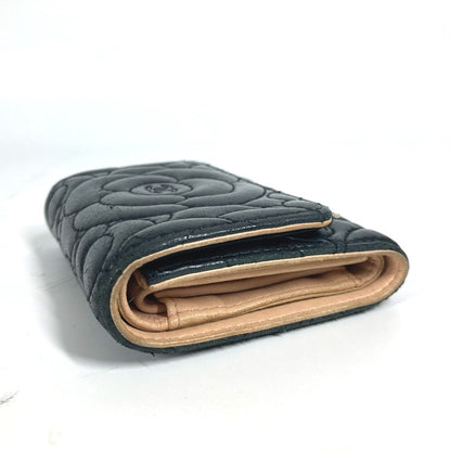 CHANEL Trifold wallet leather black By color Camelia Women